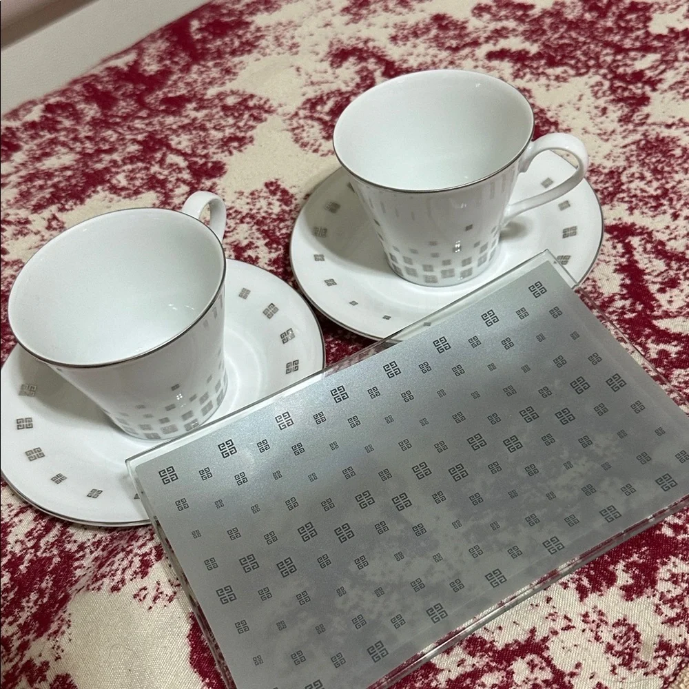 Givenchy Elegant White Tea Set with Silver Accents